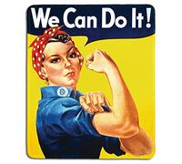 Tapis de souris en caoutchouc naturel avec célèbre affiche vintage classique Rosie The Riveter We Can Do It Bords cousus 23,9 x 20,1 cm