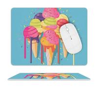 Tapis de souris en cuir imperméable avec base antidérapante - Motif crème glacée colorée - Pour ordinateur portable, bureau, maison