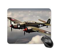 Tapis de souris en forme d'avion de la Seconde Guerre mondiale avec bords cousus, tapis de souris en tissu lavable, tapis de souris en caoutchouc antidérapant, design parfait pour les jeux, ordinateur