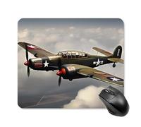 Tapis de souris en forme d'avion de la Seconde Guerre mondiale avec bords cousus, tapis de souris en tissu lavable, tapis de souris en caoutchouc antidérapant, design parfait pour les jeux, ordinateur
