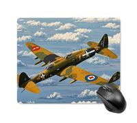 Tapis de souris en forme d'avion de la Seconde Guerre mondiale avec bords cousus, tapis de souris en tissu lavable, tapis de souris en caoutchouc antidérapant, design parfait pour les jeux, ordinateur