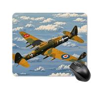 Tapis de souris en forme d'avion de la Seconde Guerre mondiale avec bords cousus, tapis de souris en tissu lavable, tapis de souris en caoutchouc antidérapant, design parfait pour les jeux, ordinateur