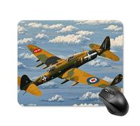 Tapis de souris en forme d'avion de la Seconde Guerre mondiale avec bords cousus, tapis de souris en tissu lavable, tapis de souris en caoutchouc antidérapant, design parfait pour les jeux, ordinateur