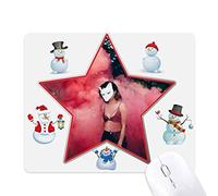 Tapis de souris en forme de tête de brouillard rose pour fille de la foresterie, de la science de la nature, de Noël, bonhomme de neige, de la famille des étoiles