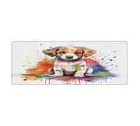 Tapis de souris en fourrure blanche avec base en caoutchouc antidérapant étendue avec bords cousus, grand tapis de souris pour ordinateur de bureau 30 x 80 cm