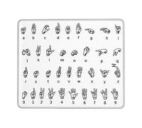 Tapis de souris en langue des signes de l'alphabet avec base en caoutchouc antidérapant, imperméable avec bords cousus pour bureau, souris sans fil, tapis de souris de jeu pour ordinateur, ordinateur