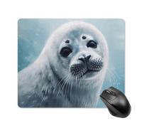 Tapis de souris en papier peint peint de phoque du Groenland avec bords cousus, tapis de souris lavable de qualité supérieure, tapis de souris en caoutchouc antidérapant, design parfait pour les jeux