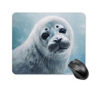 Tapis de souris en papier peint peint de phoque du Groenland avec bords cousus, tapis de souris lavable de qualité supérieure, tapis de souris en caoutchouc antidérapant, design parfait pour les jeux