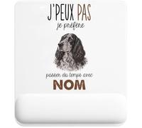 Tapis de Souris Épagneul Bleu de Picardie : Passer du Temps | Tapis Ergonomique 22 × 18 cm Repose-Poignet en Mousse | Bureau Télétravail Études
