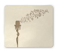 Tapis De Souris Équipement Rétro De Microphone dans Un Style Dessiné À La Main avec des Notes De Musique Karaoké Chant Voix Tapis De Souris Carré, pour Jeux, 25x30cm