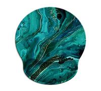 Tapis de souris ergonomique avec repose-poignet en gel, marbre vert foncé, base en caoutchouc antidérapante pour la maison, le bureau, l'ordinateur portable, taper facilement et soulager la douleur