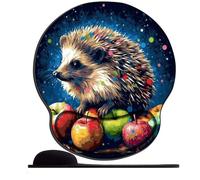 Tapis de souris ergonomique avec repose-poignet en gel, pour ordinateur portable, ordinateur, maison, bureau, travail, jeux vidéo, motif dessin animé, hérisson et pomme (6)