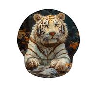 Tapis de Souris Ergonomique avec Repose Poignet en Gel Silicone, Revêtement Ultra-Doux en Soie de Lait, Base en PU Antidérapante, Tapis Souris pour Ordinateur, PC, Laptop - Tigre Z-O189
