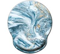 Tapis de souris ergonomique avec repose-poignet en mousse à mémoire de forme, base en caoutchouc antidérapante - Bleu marbré, compatible avec