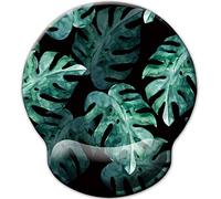 Tapis de souris ergonomique avec repose-poignet, vert monstera quittant les plantes tropicales pour bureau, ordinateur portable, bureau, bureau, étude, dactylographie, soulagement de la douleur
