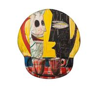 Tapis de Souris Ergonomique avec Support de Poignet en Gel et Base PU en Silicone, Durable Mouse Pad et Lavable, Tapis Souris Gaming pour Bureau, Fournitures Scolaires, PC - Abstrait Z-O48