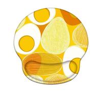 Tapis de Souris Ergonomique avec Support de Poignet - Lisse pour Haute Précision, Design sans Couture, Base Antidérapant pour Home Office, Travail & Gaming, Jaune & Nourriture (226x251mm) WT#428