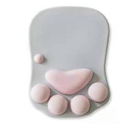 Tapis de souris ergonomique en gel antidérapant avec repose-poignet, motif patte de chat, gris clair