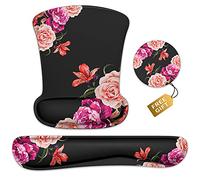 Tapis de souris ergonomique en gel avec repose-poignet et clavier en mousse à mémoire de forme, base antidérapante en caoutchouc PU, tapez facilement et soulagez les douleurs au poignet, tapis de