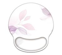 Tapis de Souris Ergonomique, Mousepad avec Remplissage en Mousse à Mémoire, Base PU en Silicone Antidérapante, Résistant à Usure Lavable, pour Bureau et Jeux, 251x226mm Violet Feuille X#700