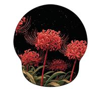Tapis de Souris Ergonomique, Mousepad avec Remplissage en Mousse à Mémoire, Base PU en Silicone Antidérapante, Résistant à Usure Lavable, pour Bureau et Jeux, 251x226mm Lys Araignée Rouge Nuit X#1188