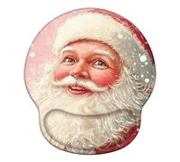 Tapis de Souris Ergonomique, Mousepad avec Remplissage en Mousse à Mémoire, Base PU en Silicone Antidérapante, Résistant à Usure Lavable, pour Bureau et Jeux, 251x226mm Rose Le Père Noël X#1655