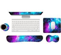 Tapis de Souris, Ergonomique Repose Poignet,Repose-Poignet Clavier Mousse à Mémoire,sous - verres,Ensemble de protège - poignets 4 en 1