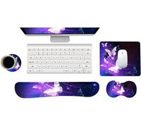 Tapis de Souris, Ergonomique Repose Poignet,Repose-Poignet Clavier Mousse à Mémoire,sous - verres,Ensemble de protège - poignets 4 en 1