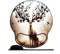 Tapis de Souris Ergonomique - Tapis de Souris Gamer avec Repose Poignet en Gel, avec Repose-Poignet Gaming Mouse Pad pour Ordinateur et Ordinateur Portable Cerf Papillon