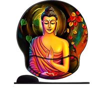 Tapis de Souris Ergonomique - Tapis de Souris Gamer avec Repose Poignet en Gel, avec Repose-Poignet Gaming Mouse Pad pour Ordinateur et Ordinateur Portable Bouddha Religieux Bodhisattva Zen 071