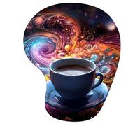 Tapis de Souris Ergonomique, Tapis de Souris Gaming avec Repose-Poignet en Mousse à Mémoire de Forme, Non-Slip Surface, Mouse Mat avec Base en PU Antidérapant (Café & Rétro, 23 * 19cm) 6H-1123