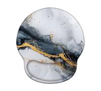 Tapis de Souris Ergonomique, Tapis de Souris Gaming avec Repose-Poignet en Mousse à Mémoire de Forme, Non-Slip Surface, Mouse Mat avec Base en PU Antidérapant (Marbre & Gris, 25 * 22.6cm) 6H-294