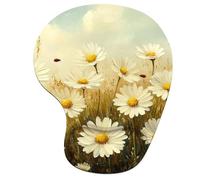 Tapis de Souris Ergonomique, Tapis de Souris Gaming avec Repose-Poignet en Mousse à Mémoire de Forme, Non-Slip Surface, Mouse Mat avec Base en PU Antidérapant (Rétro & Fleur, 23 * 19cm) 6H-511