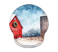 Tapis de Souris Ergonomique, Tapis de Souris Gaming avec Repose-Poignet en Mousse à Mémoire de Forme, Non-Slip Surface, Mouse Mat avec Base en PU Antidérapant (Hiver & Ferme, 25 * 22.6cm) 6H-327