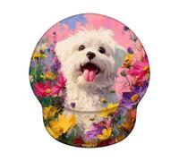 Tapis de Souris Ergonomique, Tapis de Souris Gaming avec Repose-Poignet en Mousse à Mémoire de Forme, Non-Slip Surface, Mouse Mat avec Base en PU Antidérapant (Chien & Coloré, 25 * 22.6cm) 6H-556