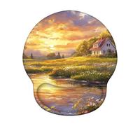 Tapis de Souris Ergonomique, Tapis de Souris Gaming avec Repose-Poignet en Mousse à Mémoire de Forme, Non-Slip Surface, Mouse Mat avec Base en PU Antidérapant (Printemps & Ferme, 25 * 22.6cm) 6H-268