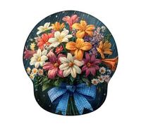 Tapis de Souris Ergonomique, Tapis de Souris Gaming avec Repose-Poignet en Mousse à Mémoire de Forme, Non-Slip Surface, Mouse Mat avec Base en PU Antidérapant (Rétro & Fleur, 25 * 22.6cm) 6H-515