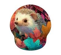 Tapis de Souris Ergonomique, Tapis de Souris Gaming avec Repose-Poignet en Mousse à Mémoire de Forme, Non-Slip Surface, Mouse Mat avec Base en PU Antidérapant (Hérisson & Feuille, 25 * 22.6cm) 6H-288