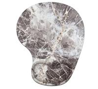 Tapis de Souris Ergonomique, Tapis de Souris Gaming avec Repose-Poignet en Mousse à Mémoire de Forme, Non-Slip Surface, Mouse Mat avec Base en PU Antidérapant (Gris & Marbre, 23 * 19cm) 6H-1046