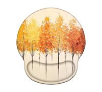 Tapis de Souris Ergonomique, Tapis de Souris Gaming avec Repose-Poignet en Mousse à Mémoire de Forme, Non-slip Surface, Mouse Mat avec Base en PU Antidérapant (Orange Brûlé & Arbre, 25*22.6cm) 6H-1107