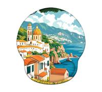 Tapis de Souris Ergonomique, Tapis de Souris Gaming avec Repose-Poignet en Mousse à Mémoire de Forme, Non-Slip Surface, Mouse Mat avec Base en PU Antidérapant (Océan & Paysage, 25 * 22.6cm) 6H-598