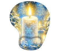 Tapis de Souris Ergonomique, Tapis de Souris Gaming avec Repose-Poignet en Mousse à Mémoire de Forme, Non-Slip Surface, Mouse Mat avec Base en PU Antidérapant (Hiver & Bougie, 23 * 19cm) 6H-321