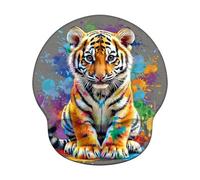 Tapis de Souris Ergonomique, Tapis de Souris Gaming avec Repose-Poignet en Mousse à Mémoire de Forme, Non-Slip Surface, Mouse Mat avec Base en PU Antidérapant (Gris & Tigre, 25 * 22.6cm) 6H-1051