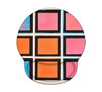 Tapis de Souris Ergonomique, Tapis de Souris Gaming avec Repose-Poignet en Mousse à Mémoire de Forme, Non-Slip Surface, Mouse Mat avec Base en PU Antidérapant (Coloré & Géométrie, 25 * 22.6cm) 6H-390