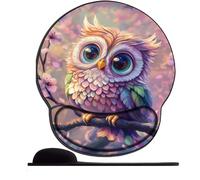 Tapis de Souris ergonomiques en Repose-Poignet en Silicone Hibou de Dessin animé-1 pour Moi avec Un Soutien poignant,Base en Construction Anti-décor pour coordonnées et Bureau 25x23