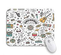 Tapis De Souris Esquisse Musique Doodle Instruments De Musique Équipement Rétro Motif Jouer Tapis De Souris Carré Lavable Tapis De Souris Antidérapant, Pour Ordinateur, 25 x 30cm