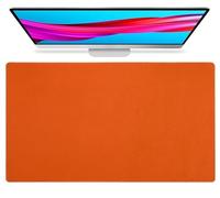 Tapis de souris et protection de bureau pour ordinateur portable, Grand sous-main antidérapant en similicuir pour clavier et souris, Sous-main imperméable pour écrire(Orange,90x50cm)