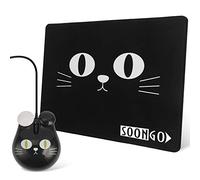 Tapis de souris et souris optique filaire USB en forme de chat mignon pour enfants, ordinateur de bureau, ordinateur portable, PC, ordinateur portable, tapis de souris rectangulaire antidérapant en