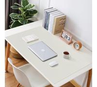 Tapis De Souris étendu en Cuir Luxueux, Tapis D’écriture De Table D’école à Domicile Durable Protecteur en Cuir PU Imperméable, White, 90x140cm