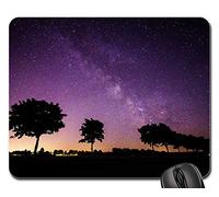 Tapis De Souris, Étoile Voie Lactée Arbres Ombre Silhouette Ciel Nocturne Gamer Mouse Pad Antidérapante Tapis De Souris Gamer Optimisé Tapis De Gaming pour Jeux Souris Ordinateur 25X30Cm